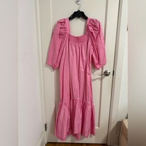 H&M Pink Maxi Dress with Puff Sleeves